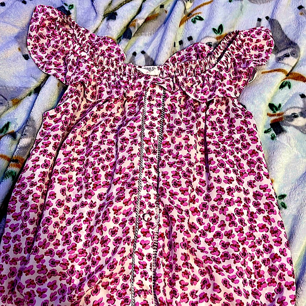Purple floral blouse